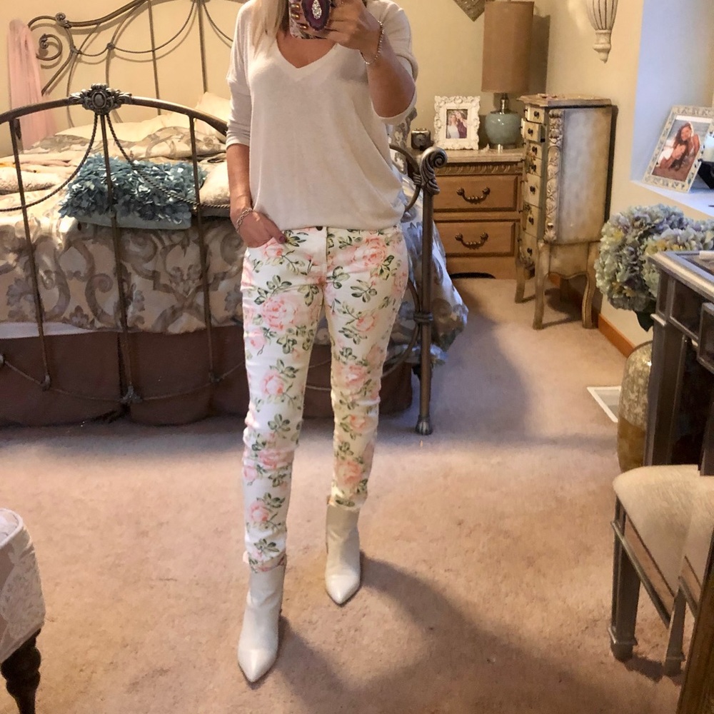 Floral Stretch denim jeans